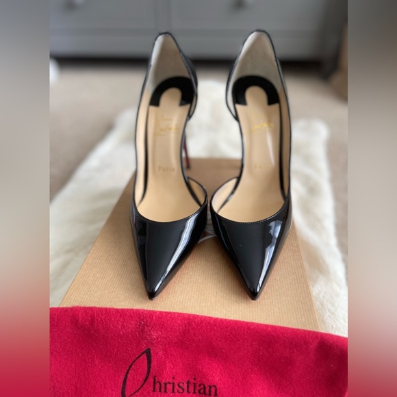 Christian Louboutin Iriza Pointy Toe Half d’Orsay Pump 100mm - Black Patent 41EU - Picture 9 of 12